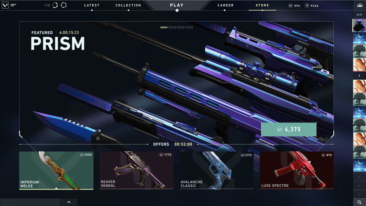 Gun skin shop in Valorant